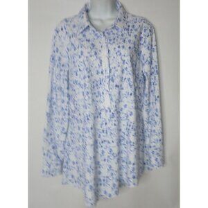 Lysse‎ Womens Long Sleeve Henley Shirt Abstract Blue Nylon Casual